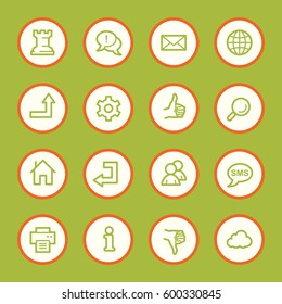 Web and internet, cloud and social media, folder and print, like and dislike web vector icons set