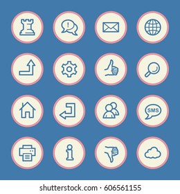 Web and internet, cloud and social media, folder and print, like and dislike web vector icons set