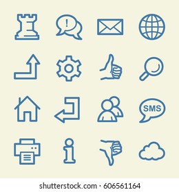 Web e Internet, cloud y medios sociales, carpeta e impresión, como y no me gusta el conjunto de iconos de vectores web
