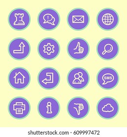 Web and internet, cloud and social media, folder and print, like and dislike web vector icons set