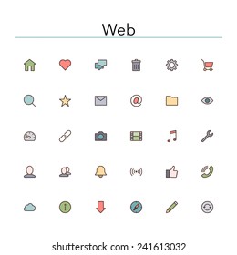 Web and internet colored line icons set. Vector illustration.