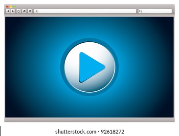 Web internet computer browser with video play button