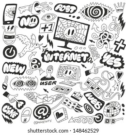 Web, Internet, computers doodles