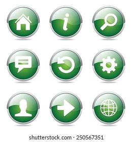 Web Internet Green Vector Button Icon Design Set