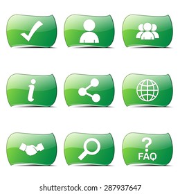 Web Internet Green Vector Button Icon Design Set 2