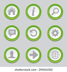 Web Internet Green Vector Button Icon Design Set