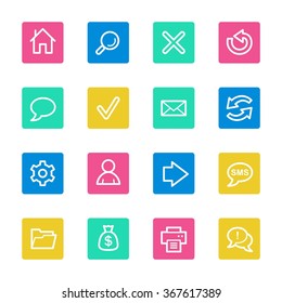 Web and internet, home and search, folder and print, arrows and recycling, web vector icons set