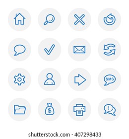 Web und Internet, Haus und Suche, Ordner und Druck, Pfeile und Recycling, Web-Vektorsymbol-Set