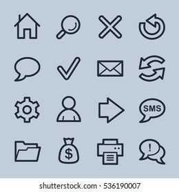 Web and internet, home and search, folder and print, arrows and recycling, web vector icons set