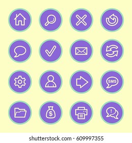 Web and internet, home and search, folder and print, arrows and recycling, web vector icons set