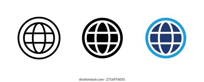 Ícone da Internet na Web. Símbolo mundial global para internet, rede, comunicação internacional, negócios mundiais, viagens e aplicações web.