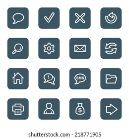 Web & internet icon set 1, navy square buttons