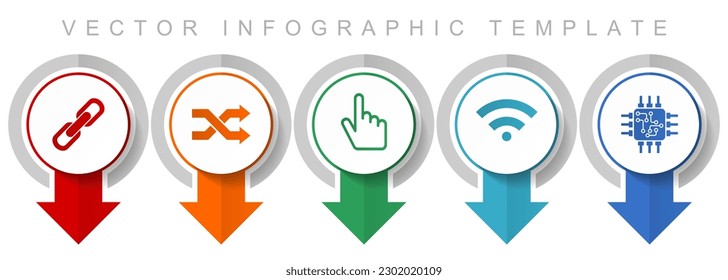 Web and internet icon set, miscellaneous pointer icons such as chain, arrows, finger, signal and chip for webdesign and mobile applications, modern design infographic vector template