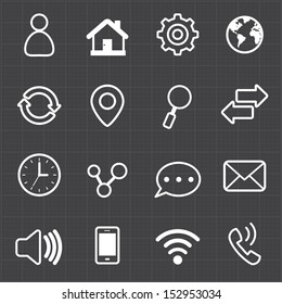 Web internet icons and black background