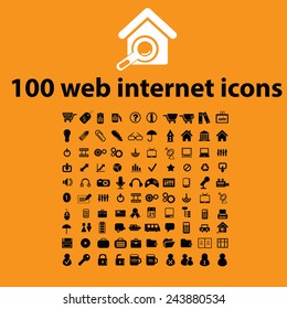 web internet icons, signs, symbols, illustrations set on background, vector