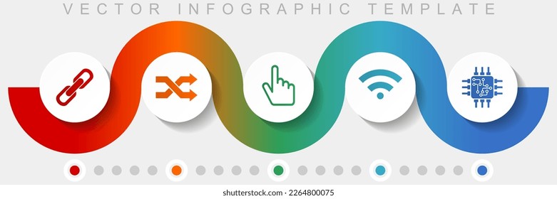 Web and internet infographic vector template with icon set, miscellaneous icons such as chain, arrows, finger, signal and chip for webdesign and mobile applications