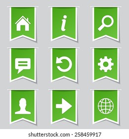 Web Internet Label Vector Green Icon Design Set