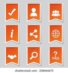 Web Internet Label Vector Orange Icon Design Set 2