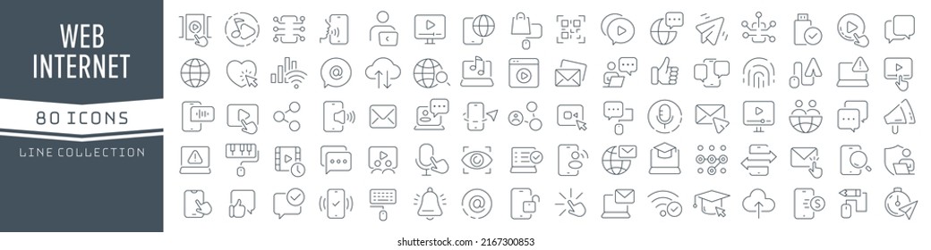 Web and internet line icons collection. Big UI icon set in a flat design. Thin outline icons pack. Vector illustration EPS10