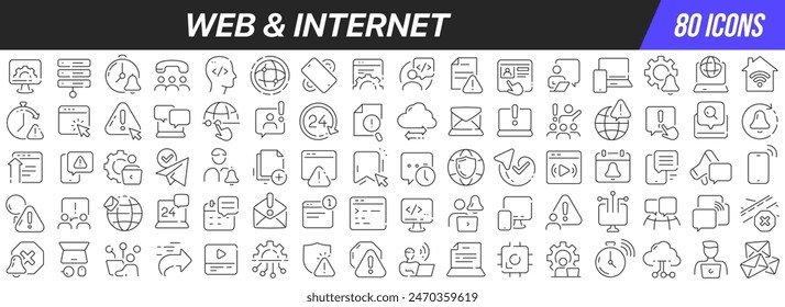 Web and internet line icons collection. Big UI icon set in a flat design. Thin outline icons pack. Vector illustration EPS10