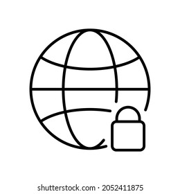 web internet lock security line icon vector design, editable stroke line icon