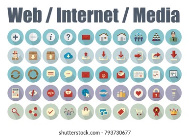 Web internet media icons set