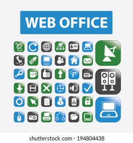 web internet office botões brilhantes, conjunto de ícones, vetor