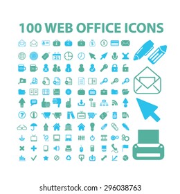 web, internet, office icons set, vector