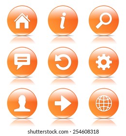 Web Internet Orange Vector Button Icon Design Set