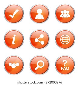 Web Internet Orange Vector Button Icon Design Set 2