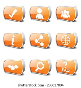 Web Internet Orange Vector Button Icon Design Set 2