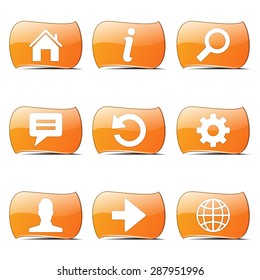 Web Internet Orange Vector ButtonIcon Design Set