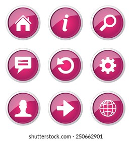 Web Internet Pink Vector Button Icon Design Set