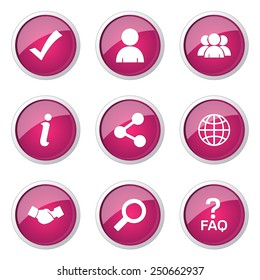 Web Internet Pink Vector Button Icon Design Set 2