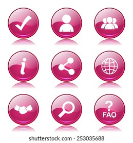 Web Internet Pink Vector Button Icon Design Set 2