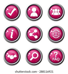 Web Internet Pink Vector Button Icon Design Set 2