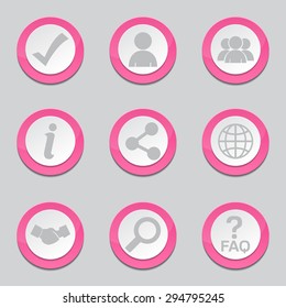 Web Internet Pink Vector Button Icon Design Set 2