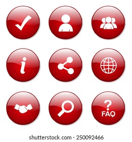 Web Internet Red Vector Button Icon Design Set 2