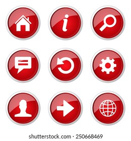 Web Internet Red Vector Button Icon Design Set
