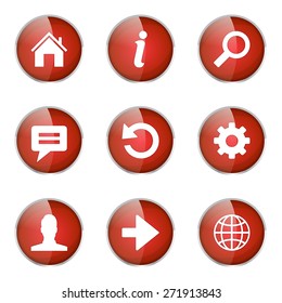 Web Internet Red Vector Button Icon Design Set