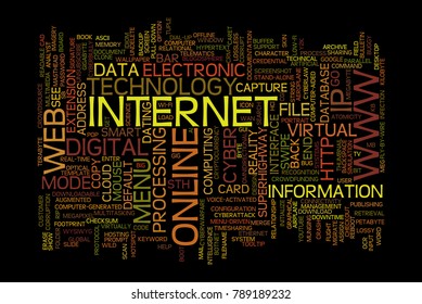 Web and internet related cloud words designed in different sizes and directions 