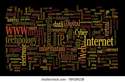 Web and internet related cloud words designed in different sizes and directions 