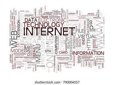 Web and internet related words designed as a word cloud in different sizes and directions 