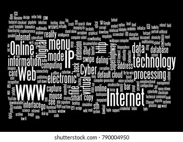 Web and internet related words designed as a word cloud in different sizes and directions 