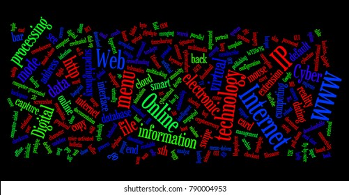 Web and internet related words designed as a word cloud in different sizes and directions 