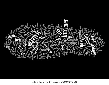 Web and internet related words designed as a word cloud in different sizes and directions 