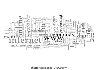 Web and internet related words designed as a word cloud in different sizes and directions 