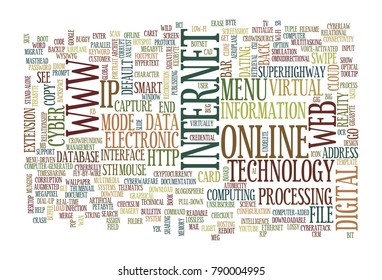 Web and internet related words designed as a word cloud in different sizes and directions 