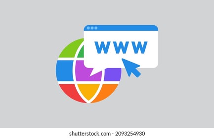 Web, internet, site, globe Icon flat isolated. Website pictogram. Internet symbol web site design, logo, app, Vector illustration