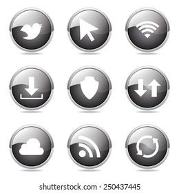 Web Internet Social Black Vector Button Icon Design Set